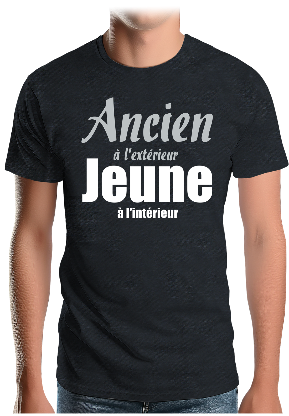 T-Shirt Homme Ancien à l'extérieur et jeune à l'intérieur