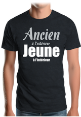 T-Shirt Homme Ancien à l'extérieur et jeune à l'intérieur