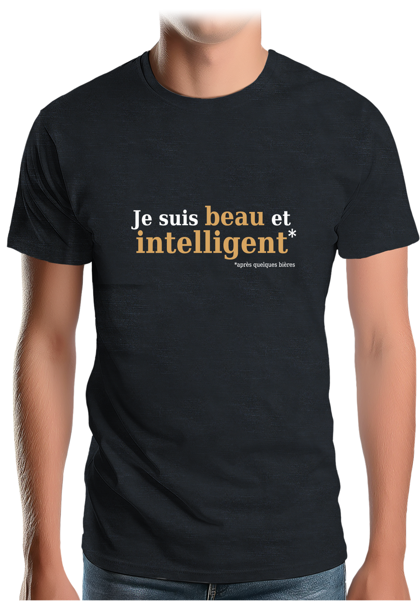 T-Shirt Homme Beau et intelligent Or
