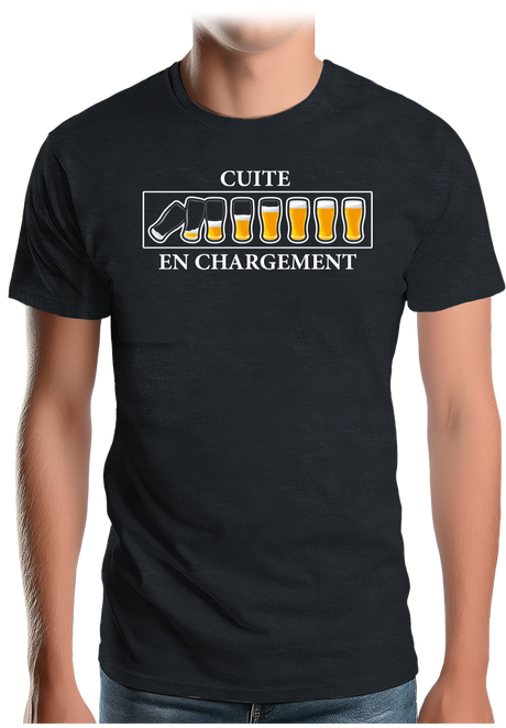 T-Shirt Homme Alcool, Cuite en chargement avec de la bière
