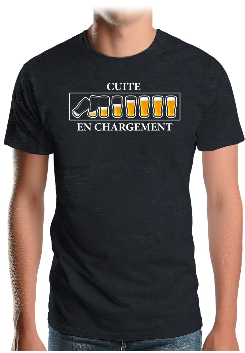 T-Shirt Homme Alcool, Cuite en chargement avec de la bière