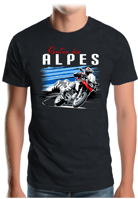 T-Shirt Homme Moto Allemande sur les routes des Alpes