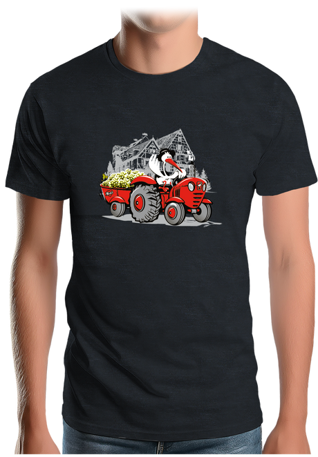 T-Shirt Homme Les vendanges Alsaciennes avec cigogne