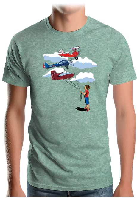 T-Shirt Homme Enfant Avec 3 ballons Avion