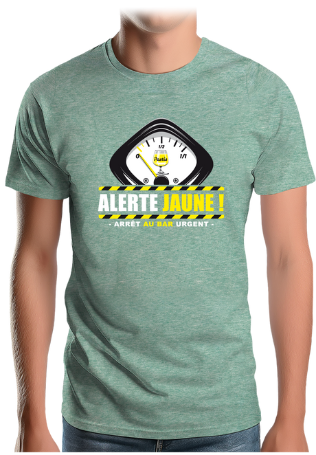 T-Shirt Homme Alcool Alerte jaune