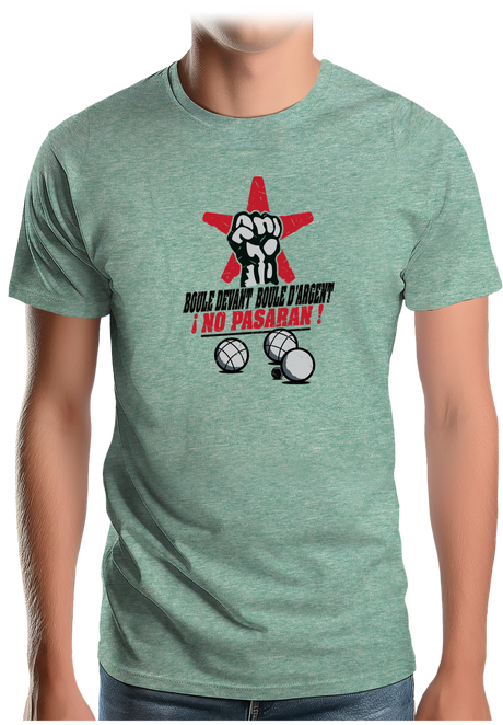T-Shirt Homme À la pétanque, boule devant, boule d'argent