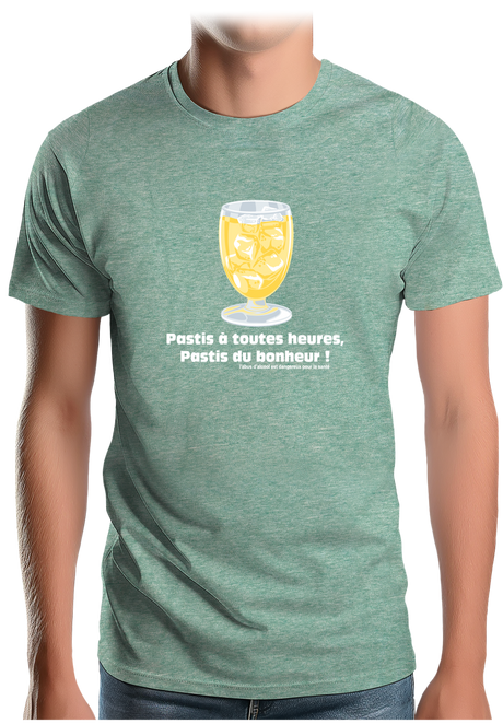 T-Shirt Homme Alcool Pastis à toute heures, pastis du bonheur