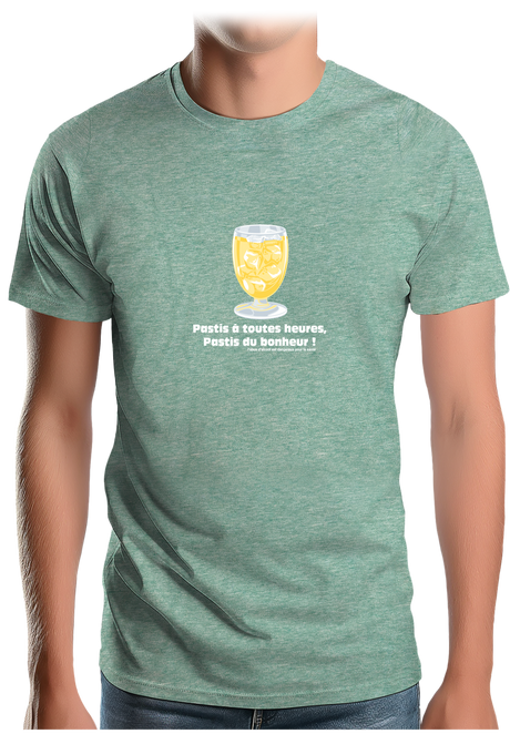 T-Shirt Homme Alcool Pastis à toute heures, pastis du bonheur