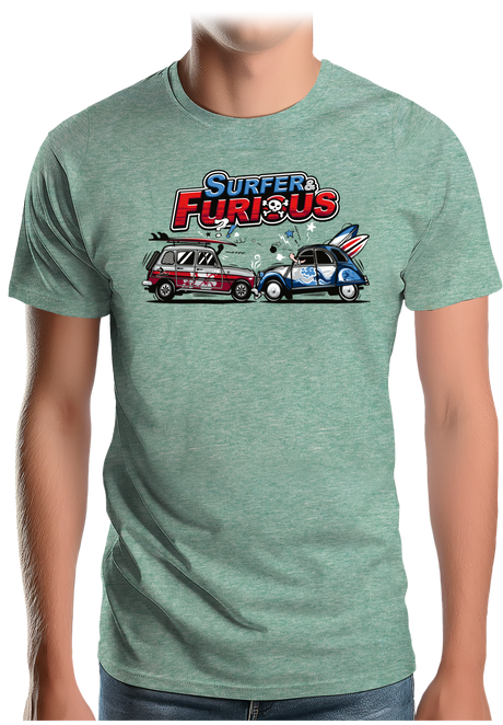 T-Shirt Homme Surfer & Furious Voiture 4L vs 2CV