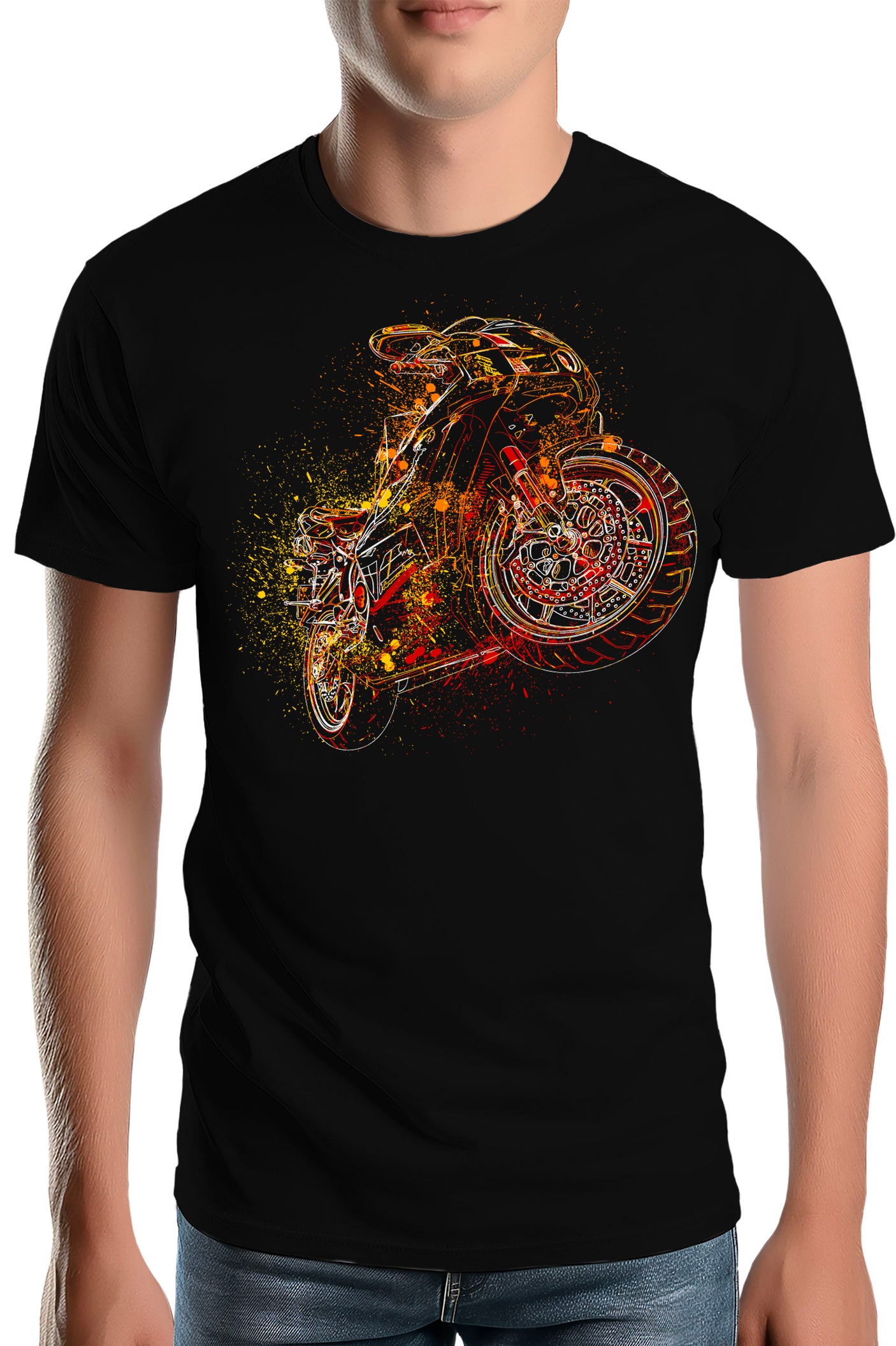 T-Shirt Homme Dessin moto abstrait