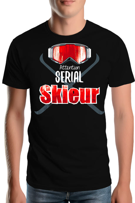 T-Shirt Homme Attention serial skieur