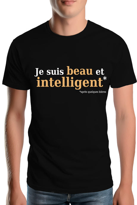 Tee-Shirt Homme Beau et intelligent Or