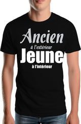 T-Shirt Homme Ancien à l'extérieur et jeune à l'intérieur