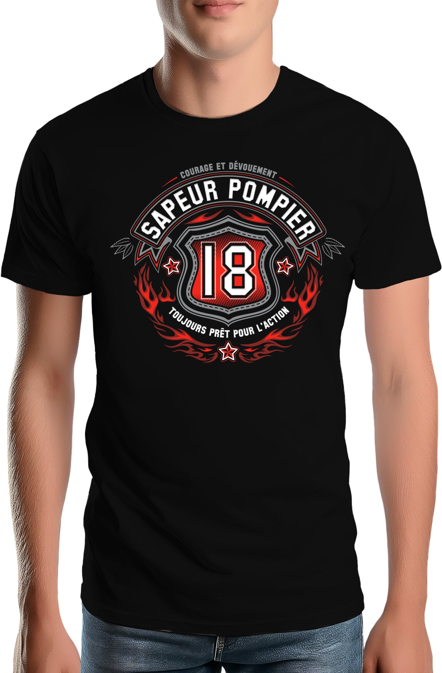 Tee-Shirt Homme Les sapeur pompier, le 18