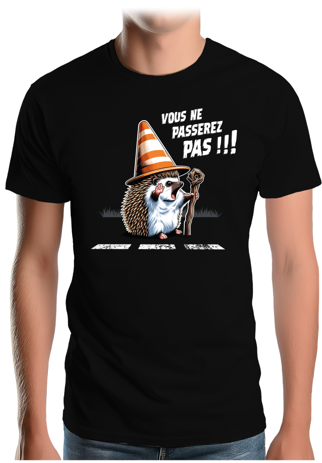 T-Shirt Homme Hérisson Gandalf, vous ne passerez pas sur la route !