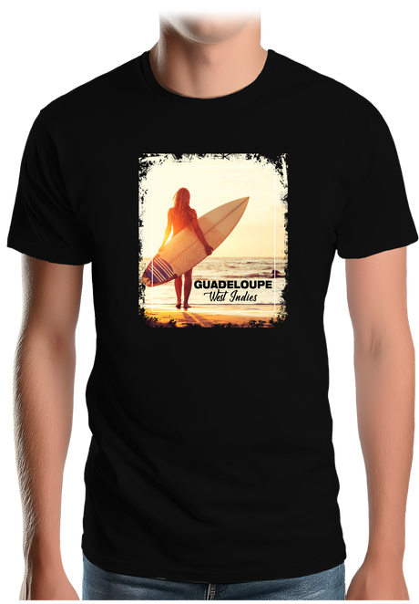 T-Shirt Homme Surf en Guadeloupe avec surfeuse