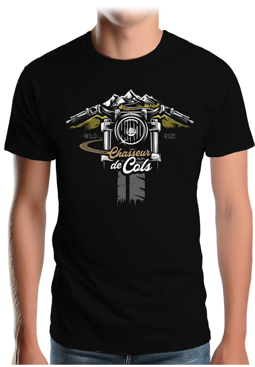T-Shirt Homme Moto chasseur de cols illusion montagne