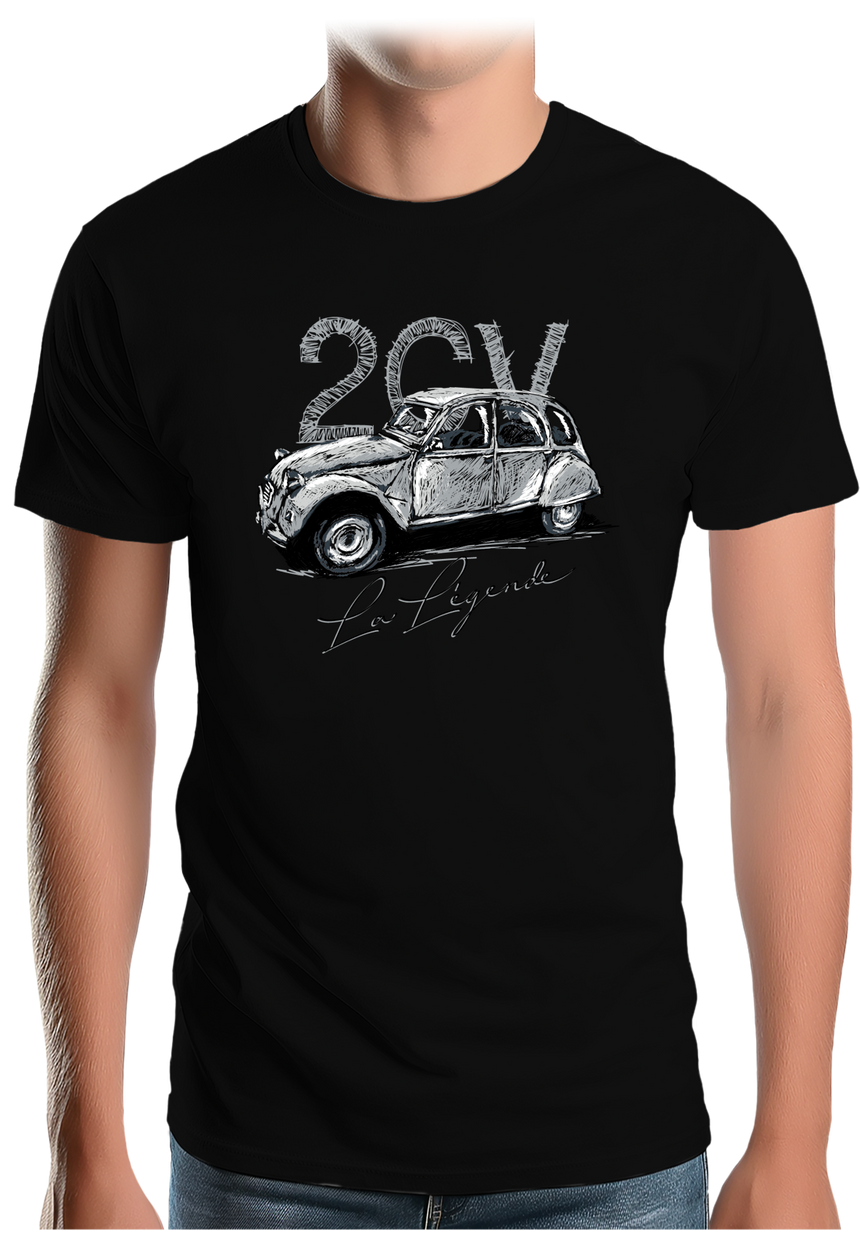 T-Shirt Homme La voiture 2CV en dessin