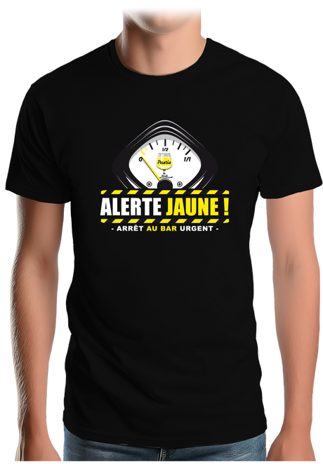 T-Shirt Homme Alcool Alerte jaune
