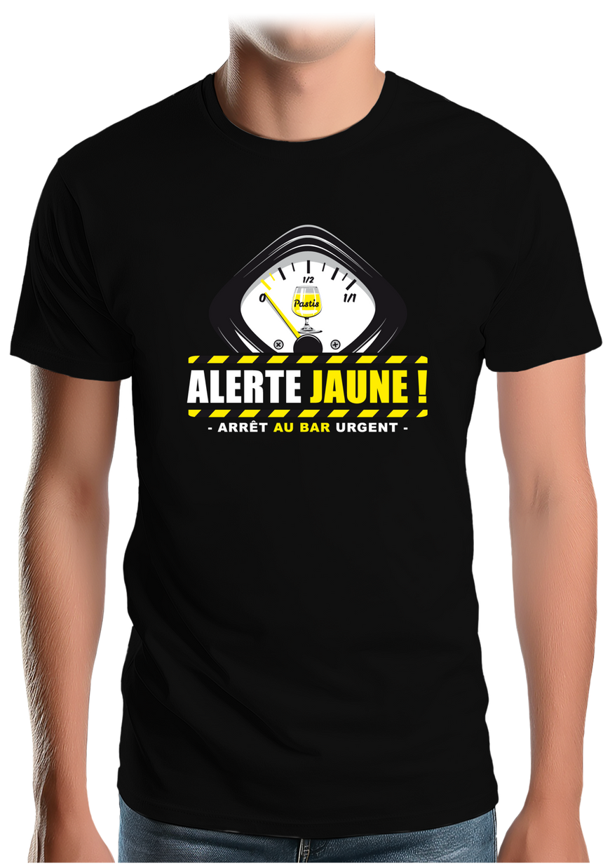 T-Shirt Homme Alcool Alerte jaune