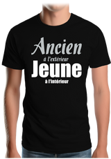 T-Shirt Homme Ancien à l'extérieur et jeune à l'intérieur