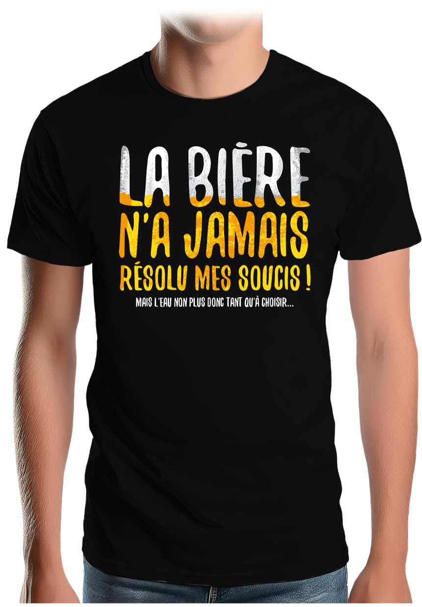 T-Shirt Homme Alcool, la bière n'a jamais résolu mes soucis...