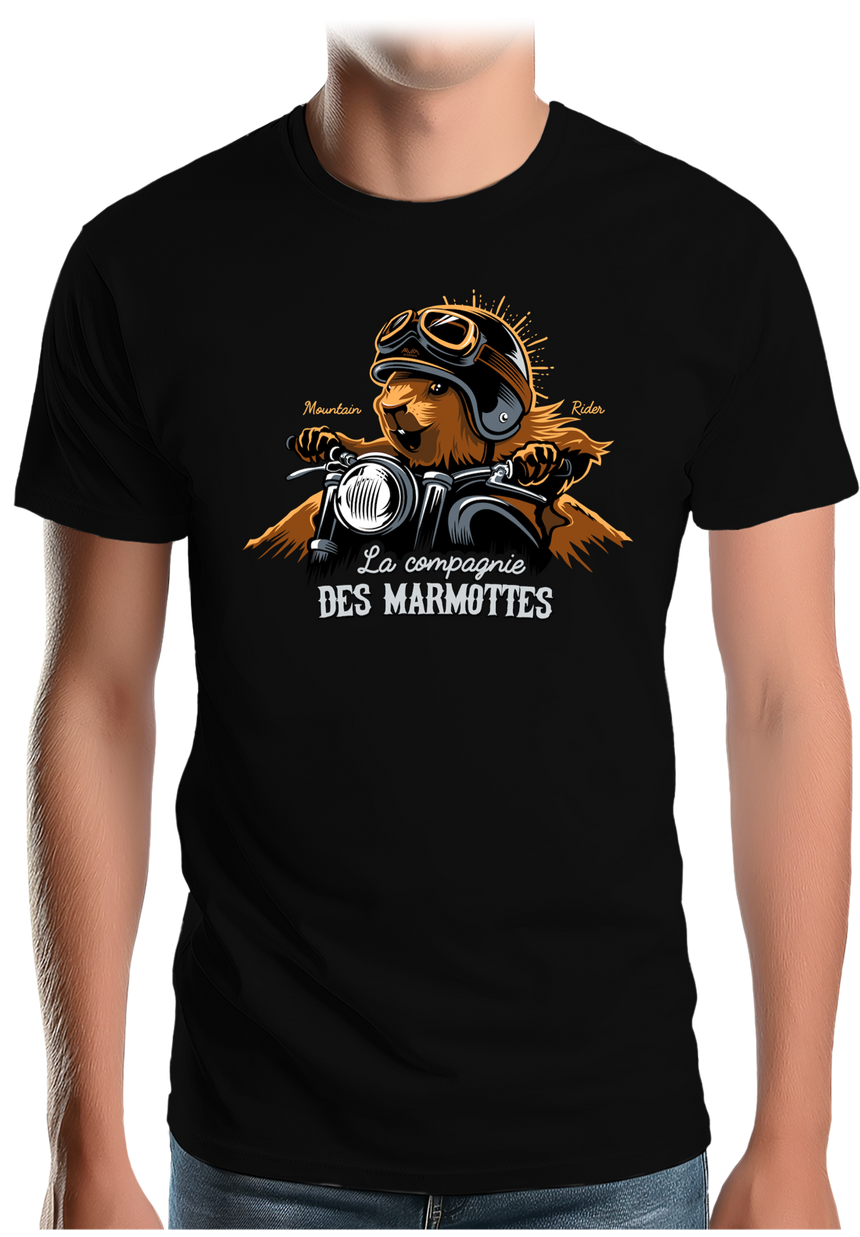 T-Shirt Homme Compagnie des Marmottes en Moto