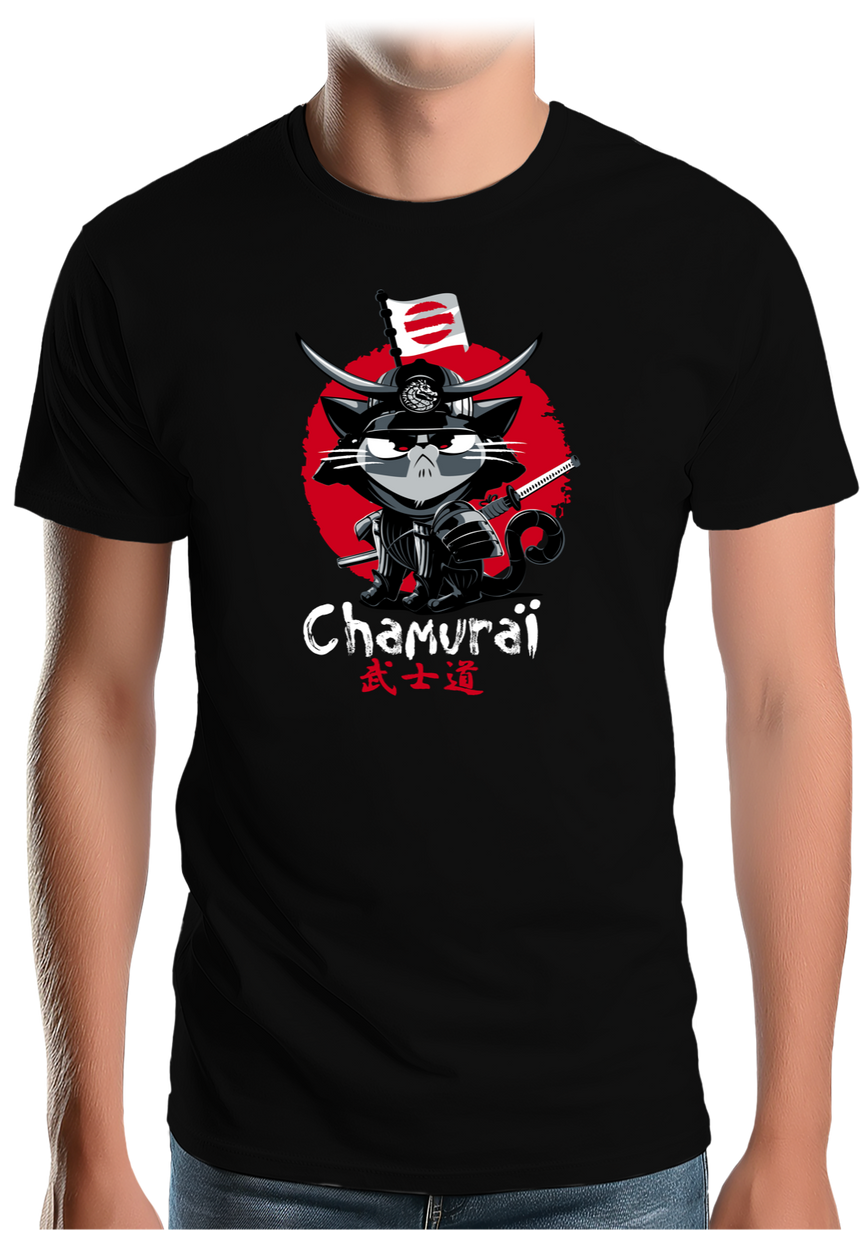 T-Shirt Homme Chamouraï, le chat samouraï