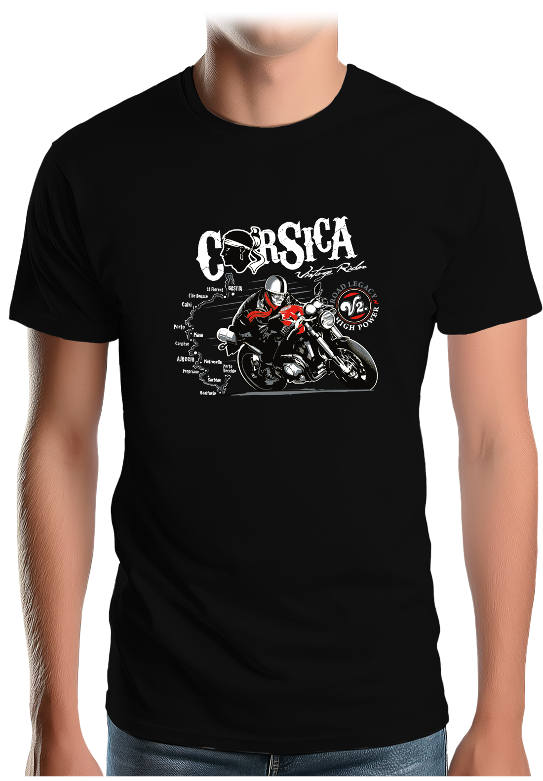 T-Shirt Homme Tour de Corse en moto