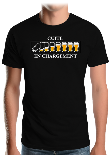 T-Shirt Homme Alcool, Cuite en chargement avec de la bière
