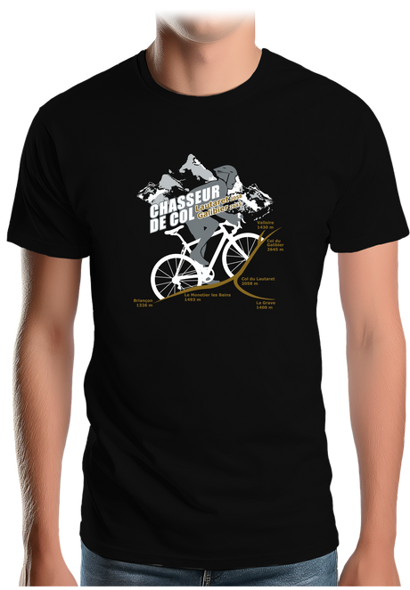 T-Shirt Homme Vélo Chasseur de Col Lautaret Galibier