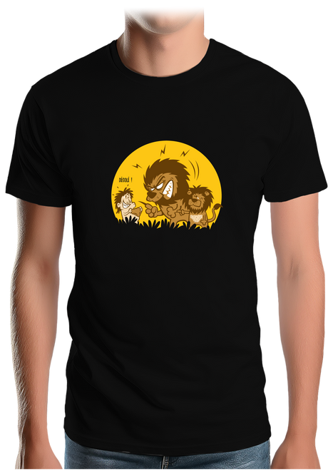 T-Shirt Homme Lion et bébé dans la savane