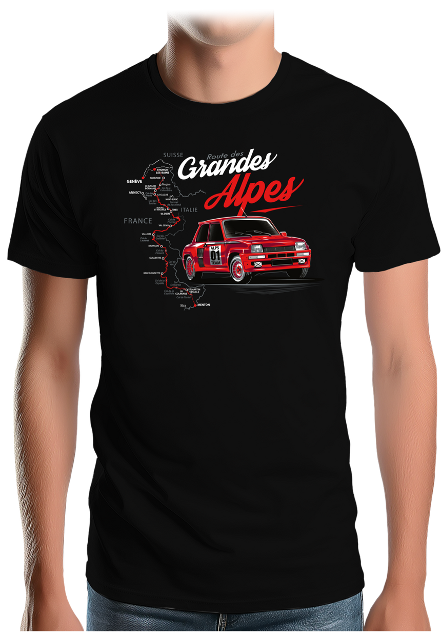 T-Shirt Homme La route des grandes Alpes en voiture