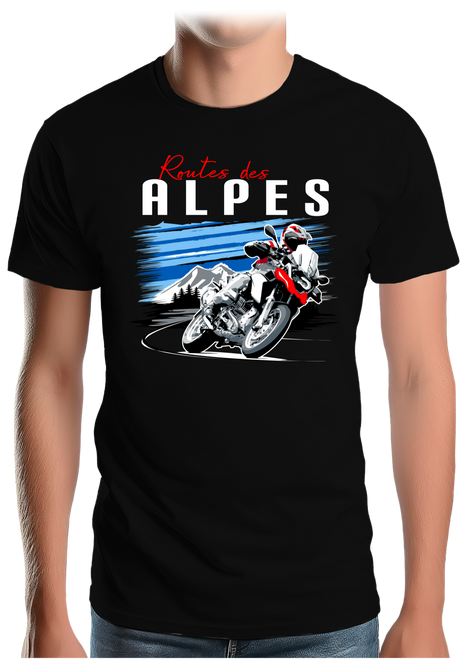T-Shirt Homme Moto Allemande sur les routes des Alpes