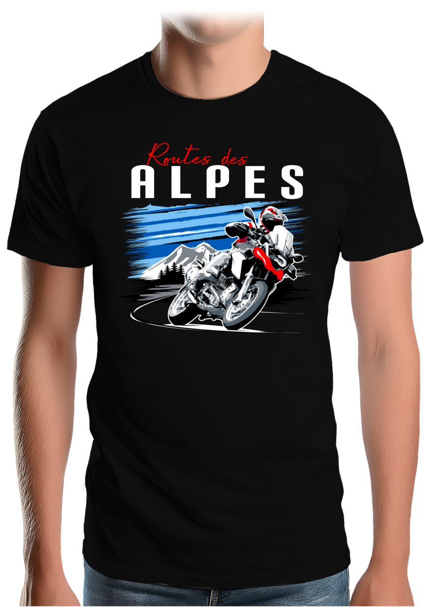 T-Shirt Homme Moto Allemande sur les routes des Alpes
