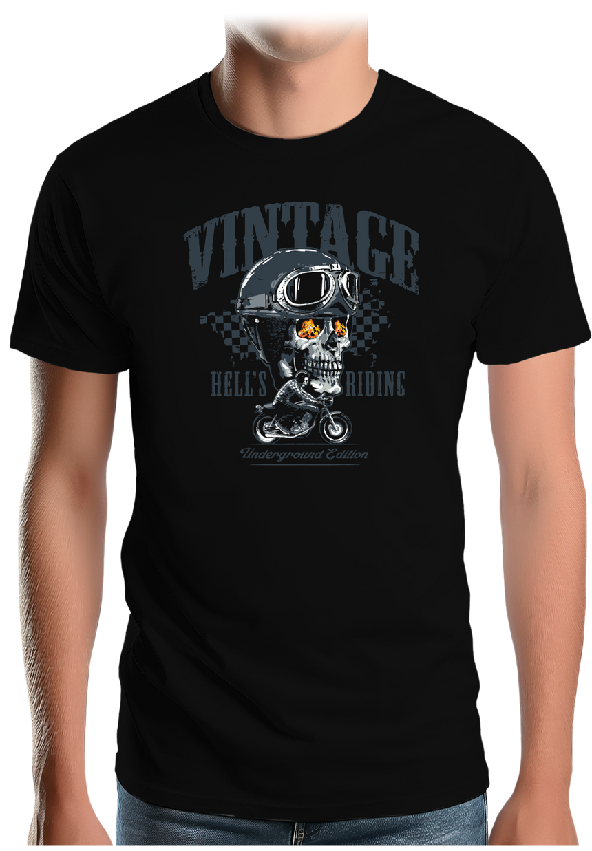 T-Shirt Homme Moto vintage avec tête de mort