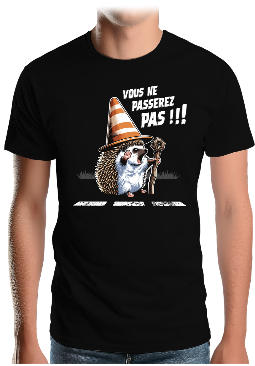 T-Shirt Homme Hérisson Gandalf, vous ne passerez pas sur la route !
