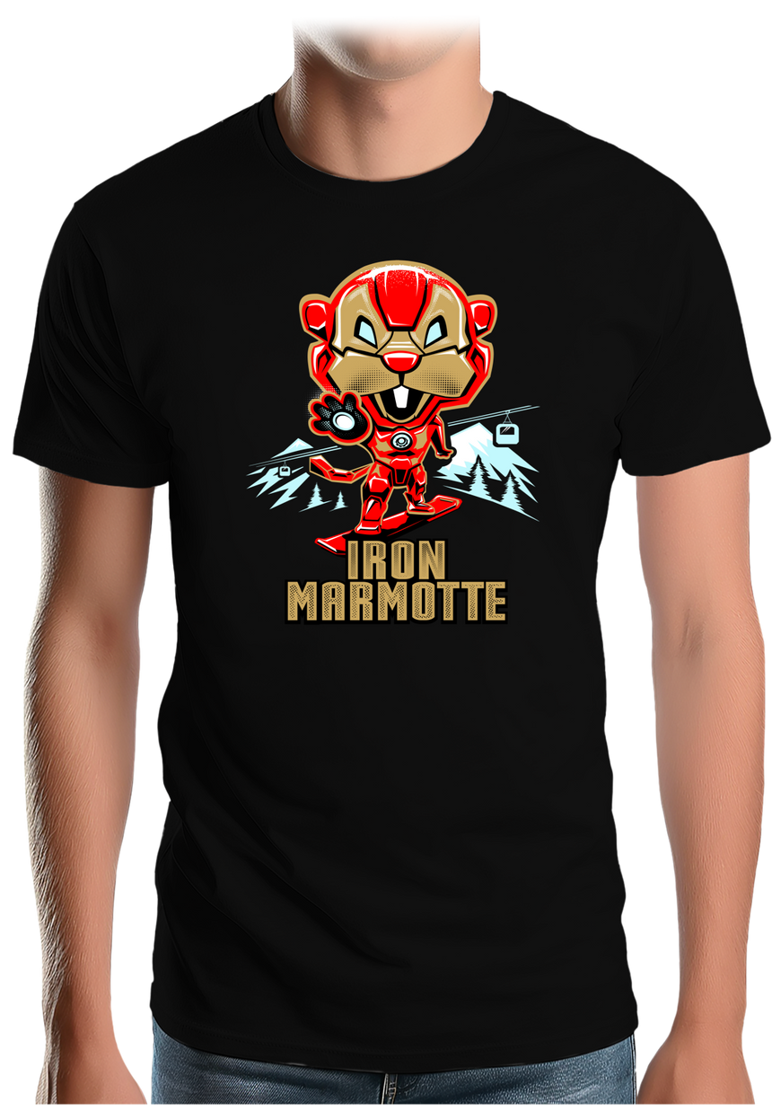 T-Shirt Homme Iron Marmotte au ski