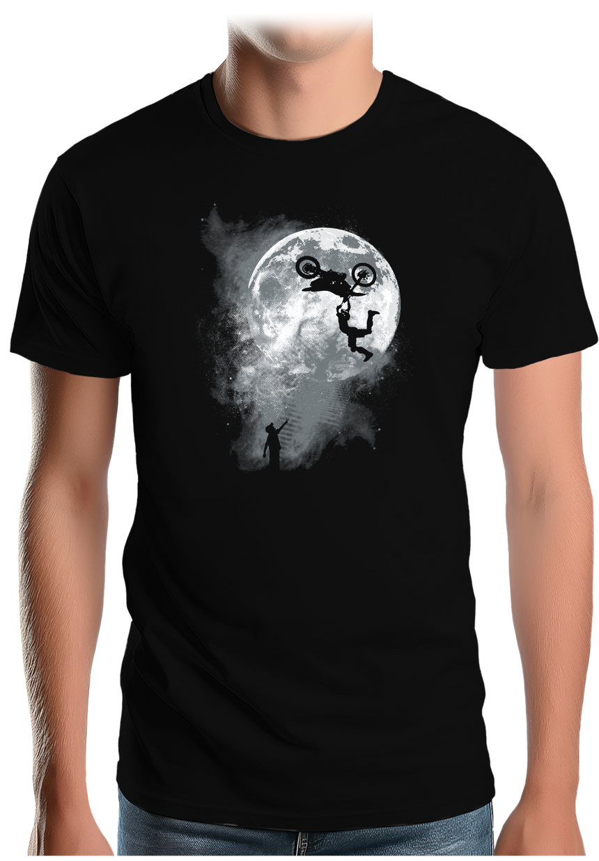 T-Shirt Homme Grand saut devant la lune en moto
