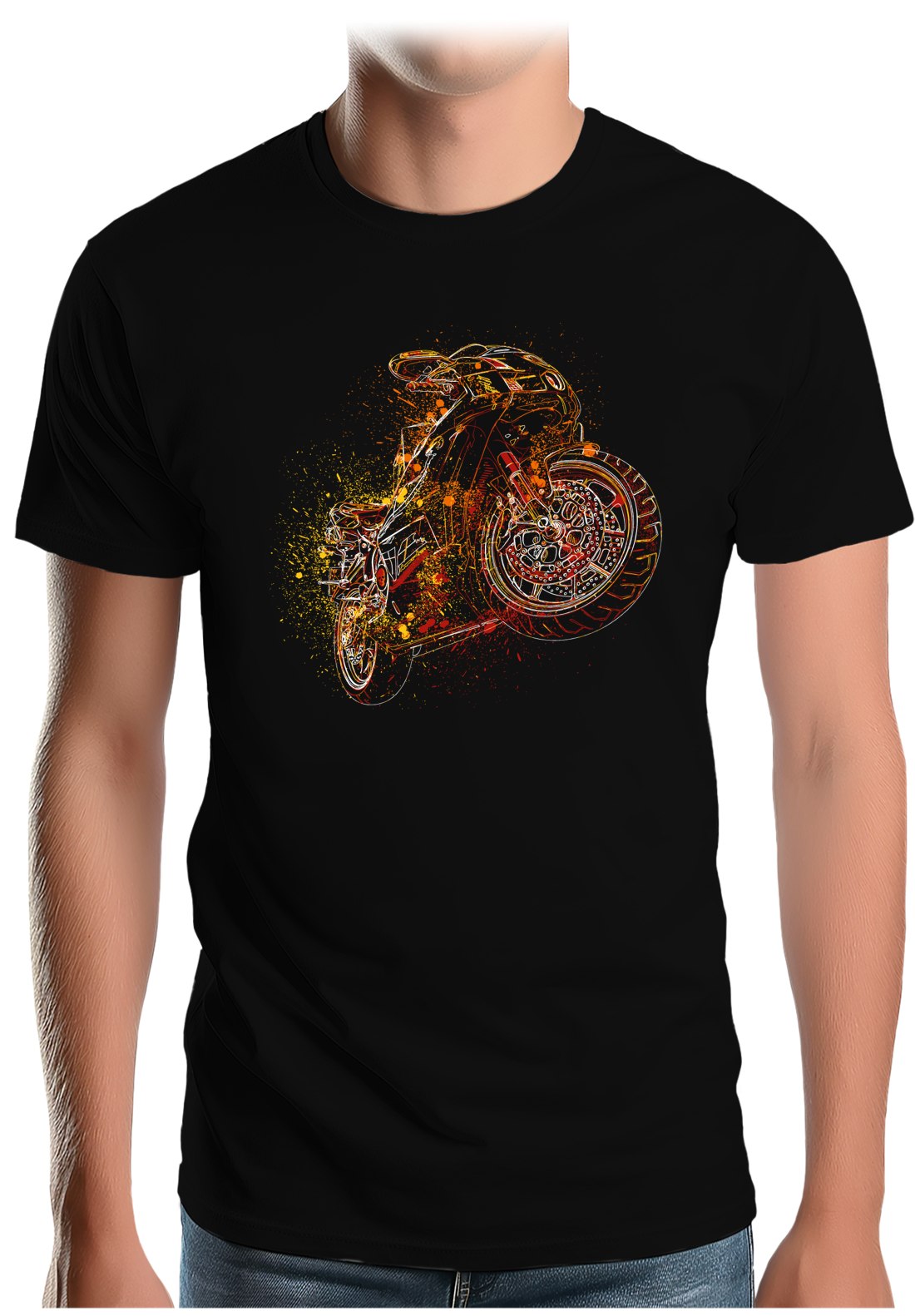 T-Shirt Homme Dessin moto abstrait