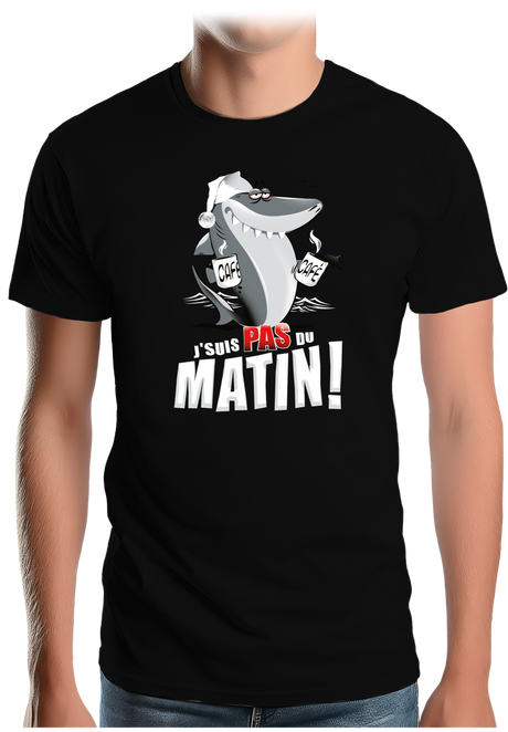 T-Shirt Homme Requin je suis pas du matin