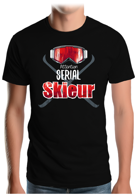 T-Shirt Homme Attention serial skieur