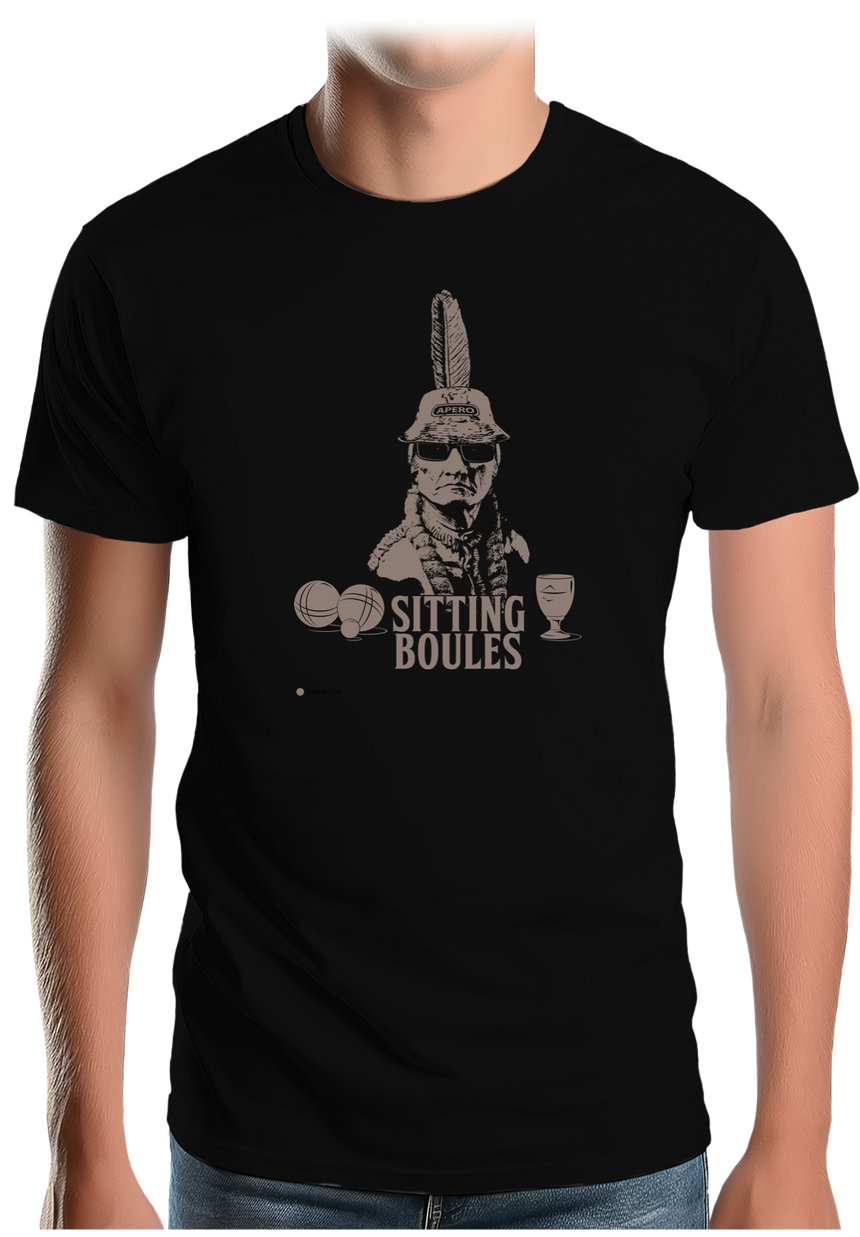 T-Shirt Homme Sitting boules fait l'apéro après la pétanque