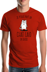 T-Shirt Homme Jeux de mot : Un chat laid en suisse