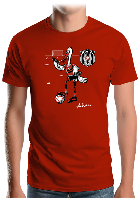 T-Shirt Homme Cigogne d'Alsace qui joue au foot