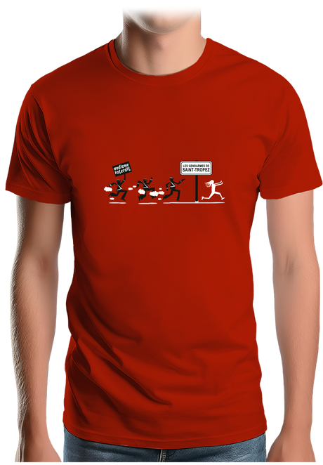 T-Shirt Homme Nudisme interdit sur la plage à St Trop (Recto/verso)