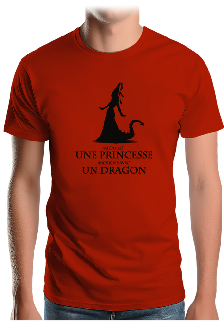 T-Shirt Homme J'ai épouser une princesse mais je vis avec un dragon