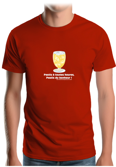 T-Shirt Homme Alcool Pastis à toute heures, pastis du bonheur