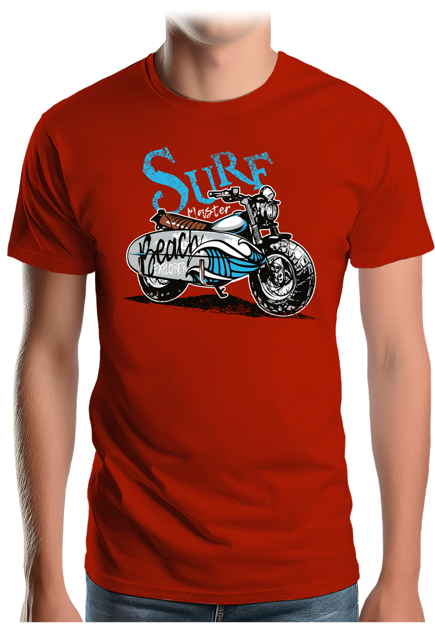 T-Shirt Homme Planche de surf sur une moto