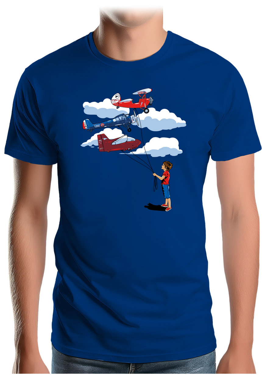 T-Shirt Homme Enfant Avec 3 ballons Avion